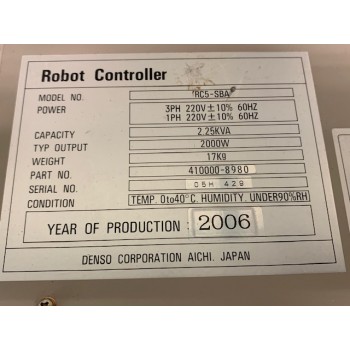 DENSO RC5-SBA Robot Controller W/ MP5E4 Teach Pendant and cables
